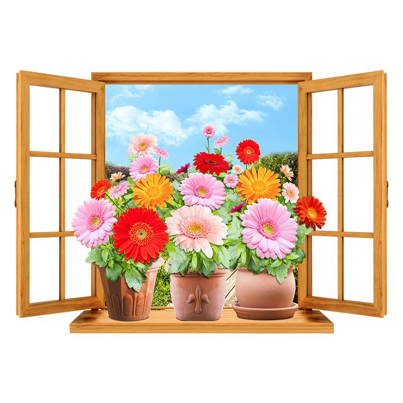 Realistic Window Decoration Painting Living Room Sofa Background Wall Fake Window Bedroom Landscape Art Self-Adhesive