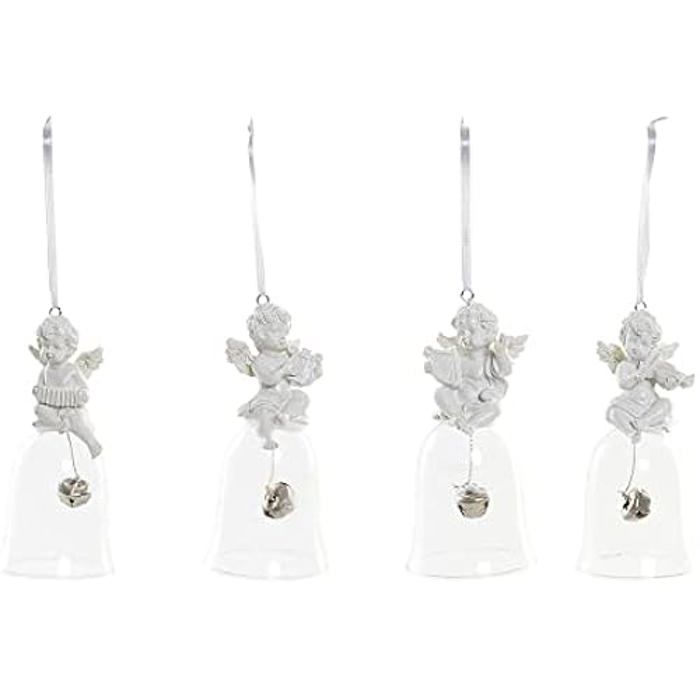 Décoration De Noël - DKD Home Decor - Lot De 4 Anges - Résine Et Verre - Multicolore - 5x5x10,5 Cm