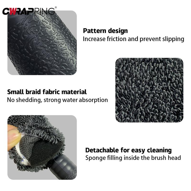 Portable Car Wheel Wash Brush Auto Detailing Microfiber Tire Rim with Plastic Handle Trunk Motorcycle Car Cleaning Accessories