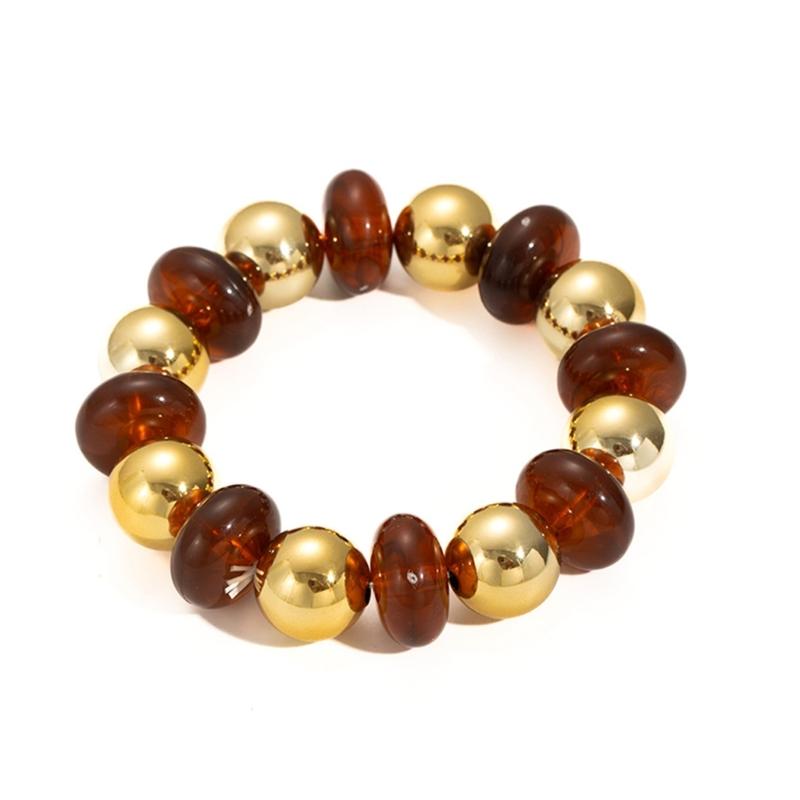 Vibrant Multicolor Acrylic Bead Bracelet Lightweight Waterproof Jewelry Wrist Chain For Everyday Wear & Party