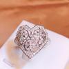 Anillo de Zirconia AAAA con Forma de Corazón Moda Anillo Hueco con Forma de Corazón Joyería Simple de Boda Nupcial Regalo de Cumpleaños Anillos de Compromiso