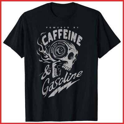Powered By Caffeine And Gasoline Black Cotton T-Shirt Unisex T-Shirt