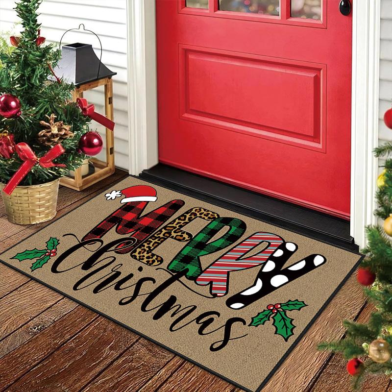 Christmas Tree Doormat Indoor Outdoor Entryway Welcome Mat Kitchen Bedroom Rug Seasonal Merry Christmas Home Decor