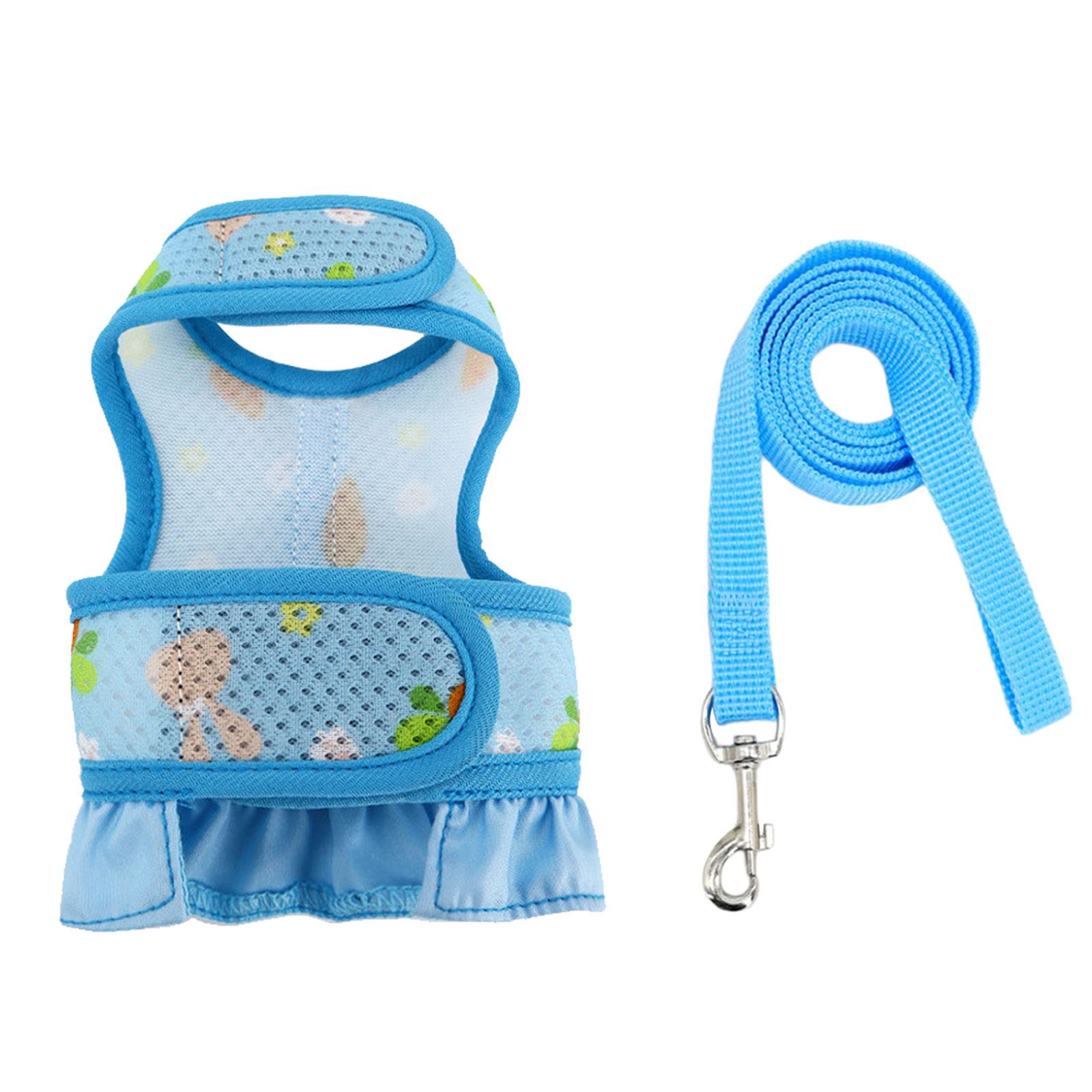 

Регулируемая шлейка для кроликов с эластичным поводком для кроликов, жилет, легко управляемый поводок для кроликов, поводок для кроликов S синий