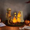 Skeleton Ghost Bonfire Night Lamp Halloween Roasting Marshmallow Ghost Statue Fake Campfire Lamp Home Bedroom Decoration
