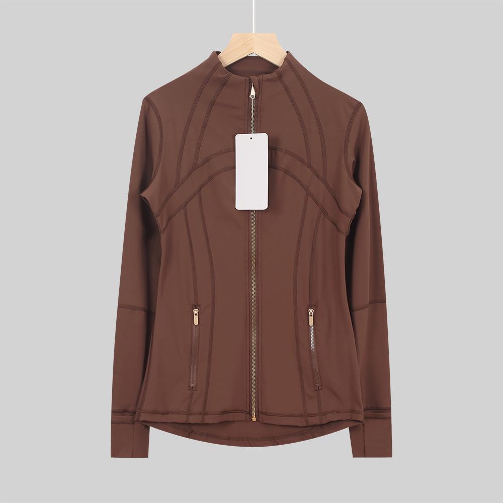 Lulu Original Damen Slim Fit Elastische Formgebende Lange Jacke Mantel mit Stehkragen für Yoga und Laufen