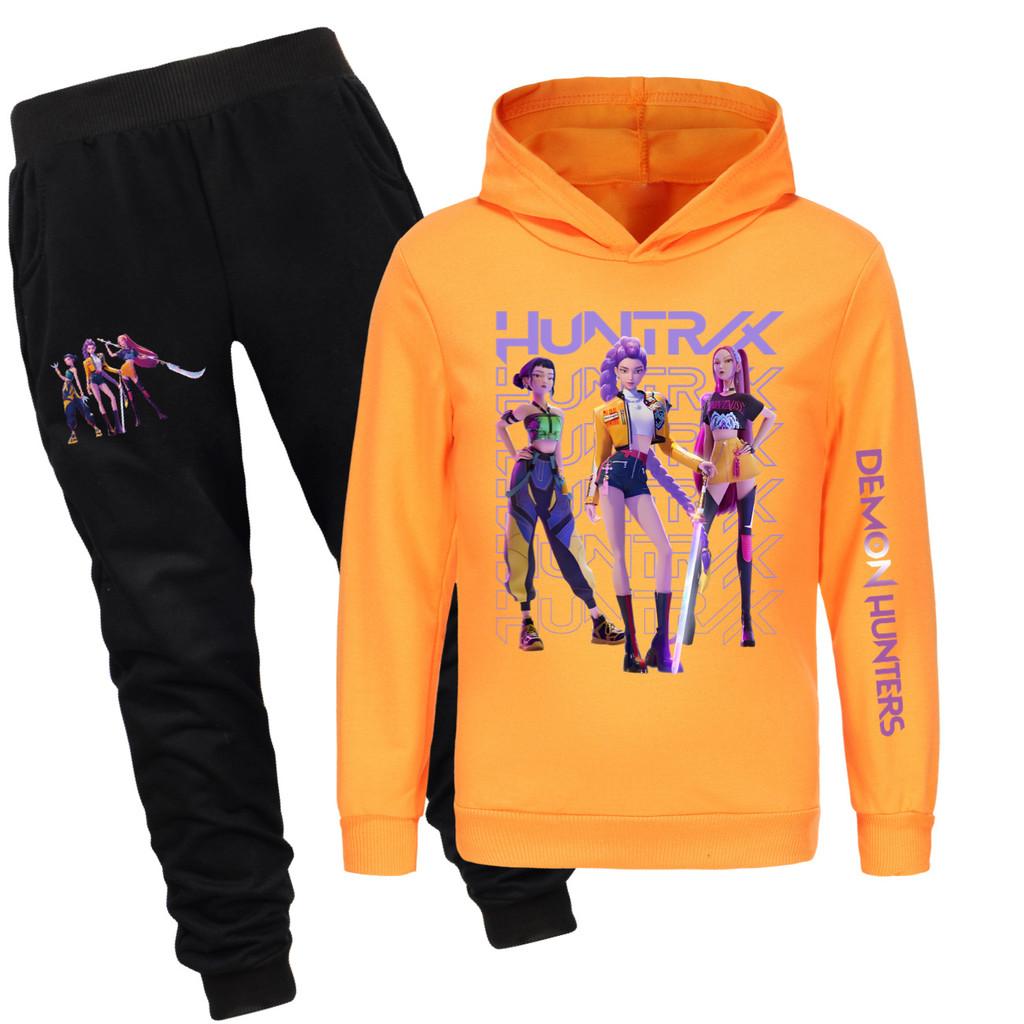 

4985x Kids Girls Rumi Zoey Mira Print Hoodies Pants Trouser Clothes Set 160cm помаранчевий