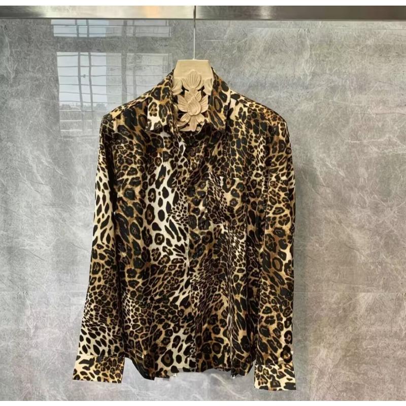 Men S Long Sleeve Leopard Print Vintage Casual Shirt