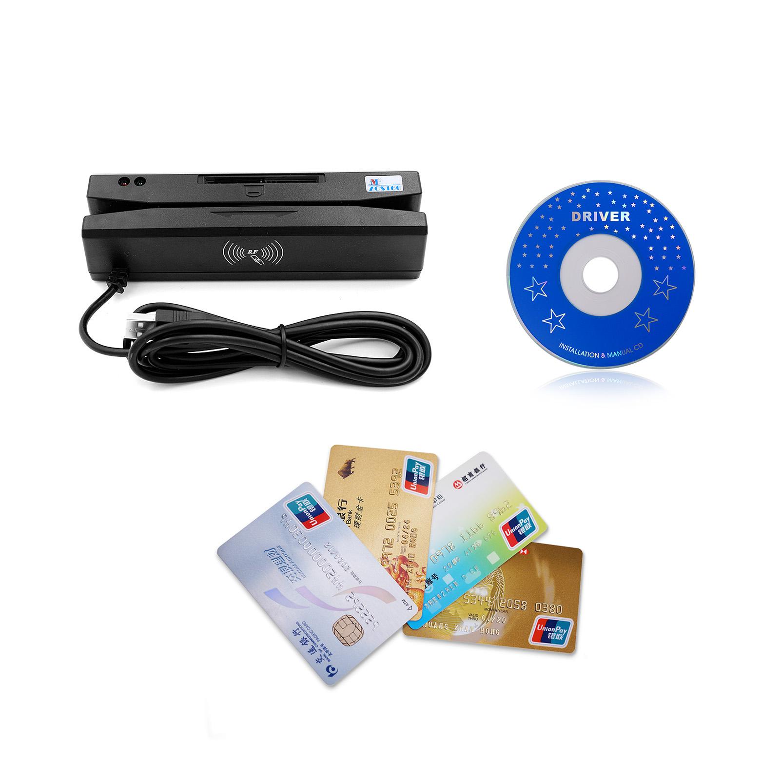 ZCS160 USB 123 Three Tracks Magstripe Card Reader , RFID Card Reader Writer&IC 4-in-1 Card