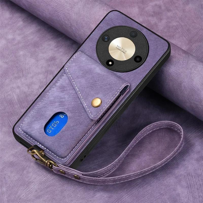 

Magic7 6 Pro 5G Luxury Case For Huawei Honor Magic 8 7 6 5 Lite Leather Back Ring Cover Honor 200 Smart 400 Pro Card Funda Honor Magic 8 Lite-Case & фіолетовий