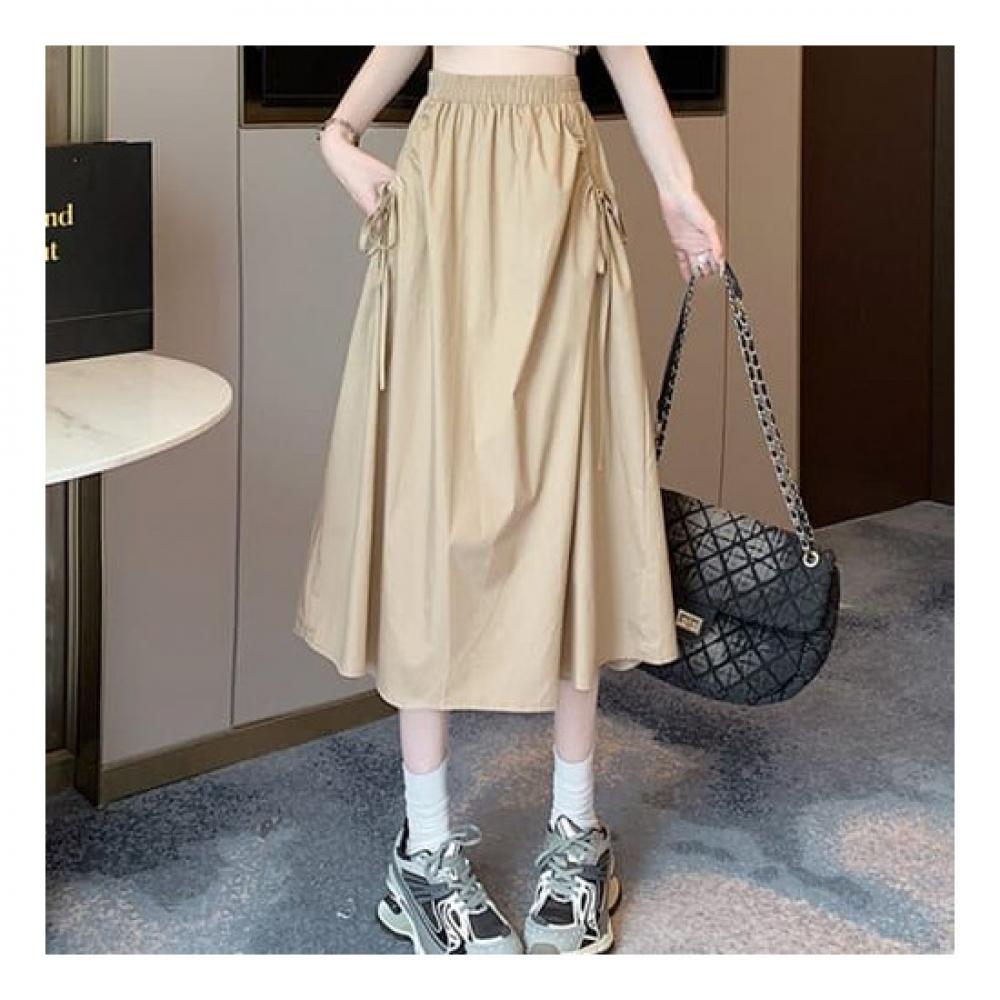 NAvAvA Retro A Line Solid Shirring bAnding Skirt Ns341