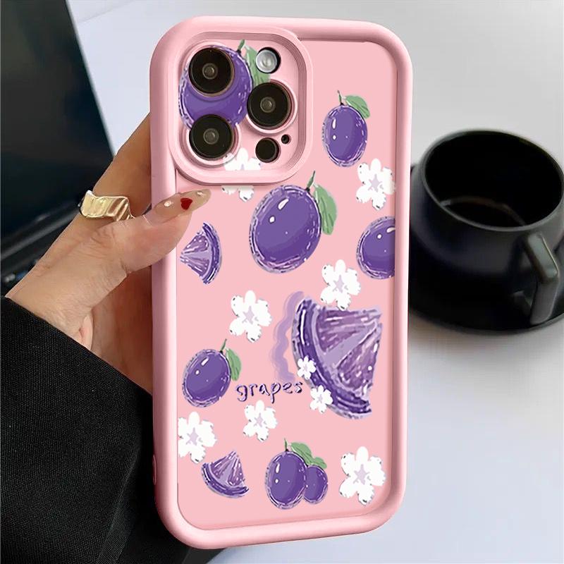 For iPhone 16 Pro Max Fruit Print Phone Case For iPhone 16e 15 14 13 12 Pro Max Plus 11 XR XS Flower Print Phone Case TPU Soft Shockproof Case Cover
