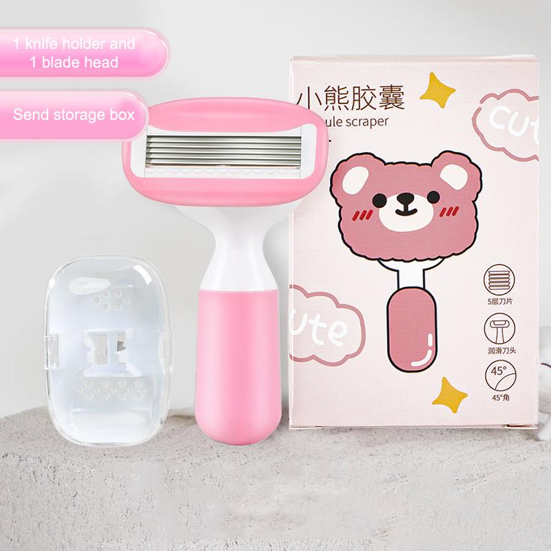 

Женская безопасная бритва 1 шт. из нержавеющей стали, ручные лезвия для бритья бороды, волос на теле, бикини, подмышек, бедер, портативная бритва розовый