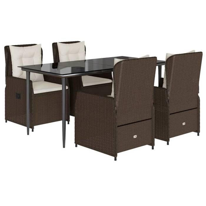 VidaXL Ensemble à manger de jardin 5 pcs et coussins marron poly rotin 3262843