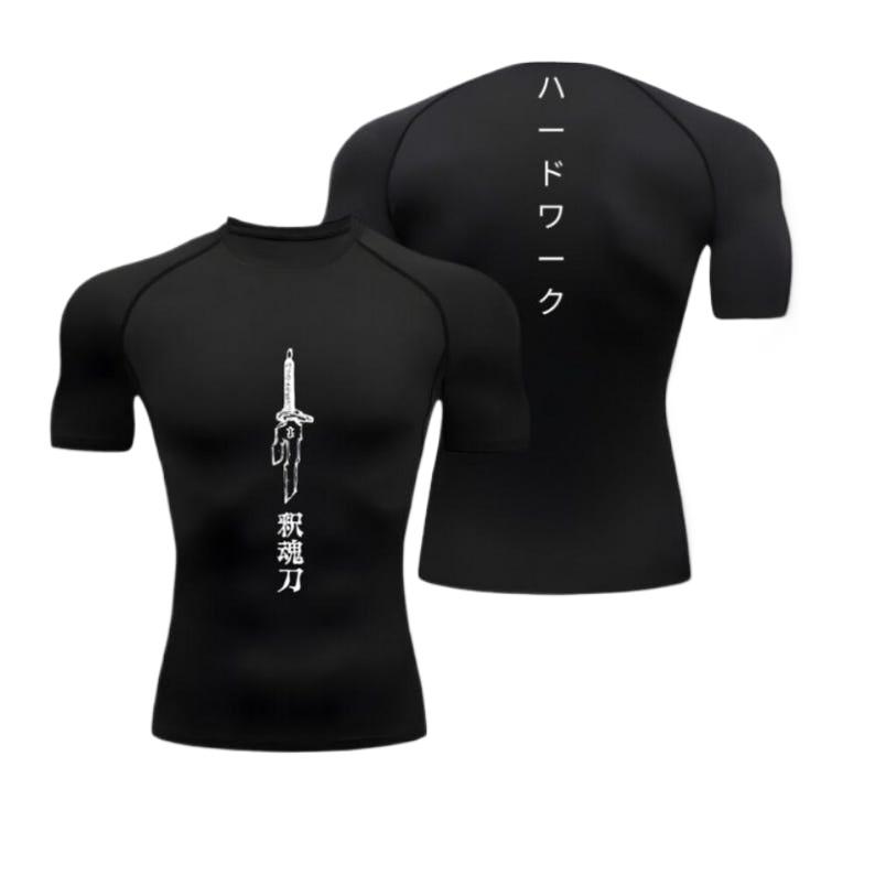 Men's Compression Shirt Sportswear Fashion Summer Running Fitness Gym Comfortable High Elasticity Gym Clothing Sweat Absorbing Tight Fit