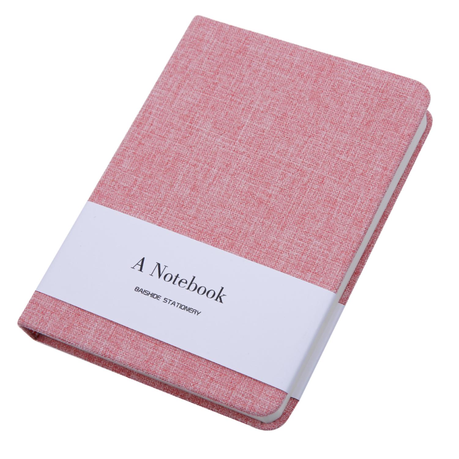 2025 Custom A5 Linen Notebook Hardcover Journal Paper Thread Sewing Binding Size A5/A6 Leather Notebook (Pink,50) розовый