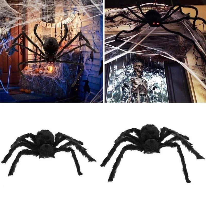 Halloweenská dekorace pavučiny Dekorace baru Svítící velká pavučina Parodie Záludná hračka Simulace Plyšová pavučina