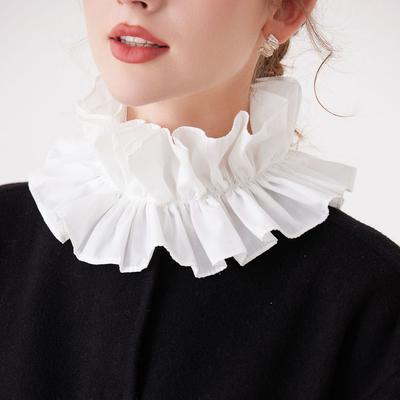 Women's Solid Colour Black White Vertical Cotton Fake Collar Ruffled Neck Collar Fashion Lace False Collar Four Seasons