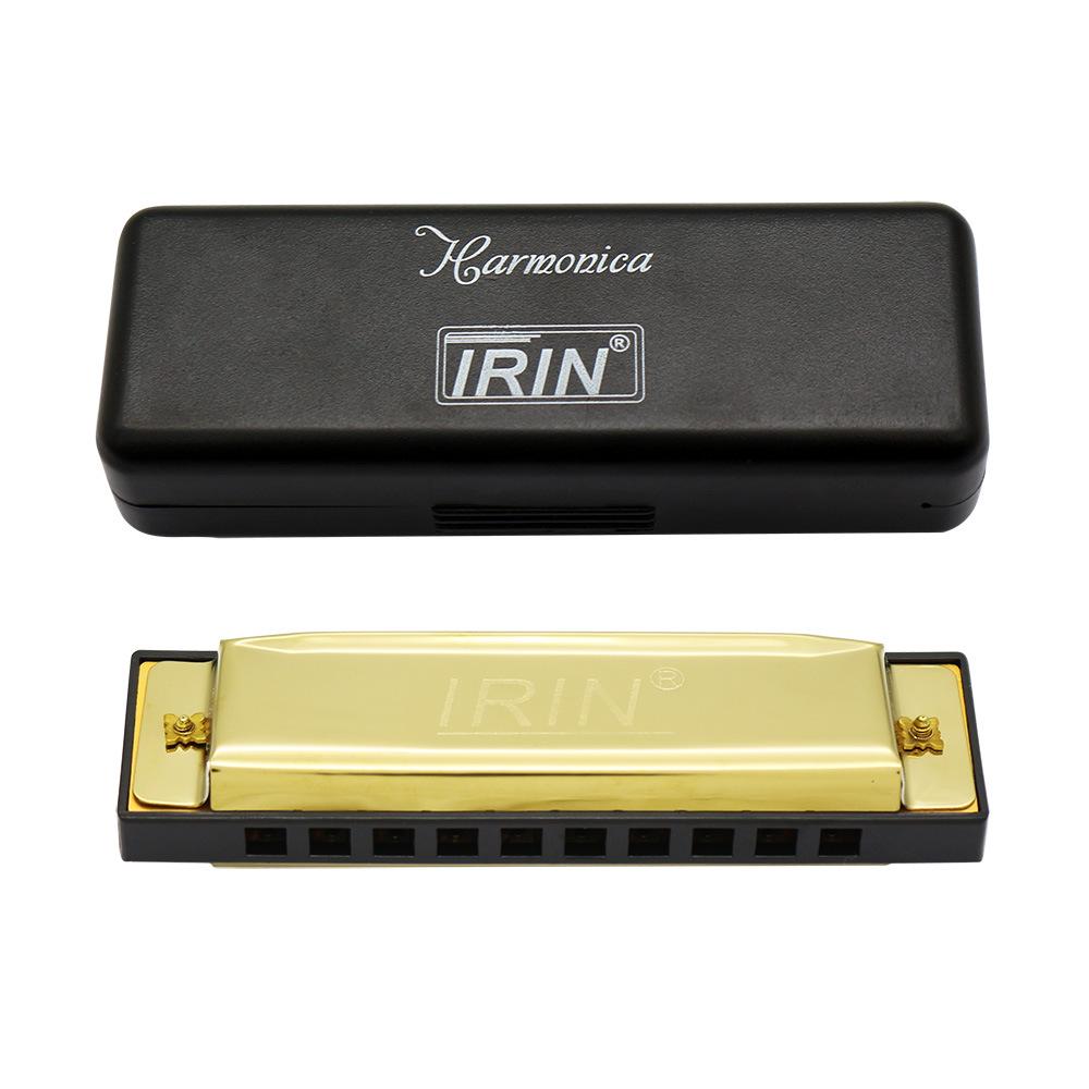 

IRIN Blues Harmonicas: 10-Hole, 20-Reed, C Key, Gold/Silver Two-Tone Mouth Instrument for Adults & Beginners