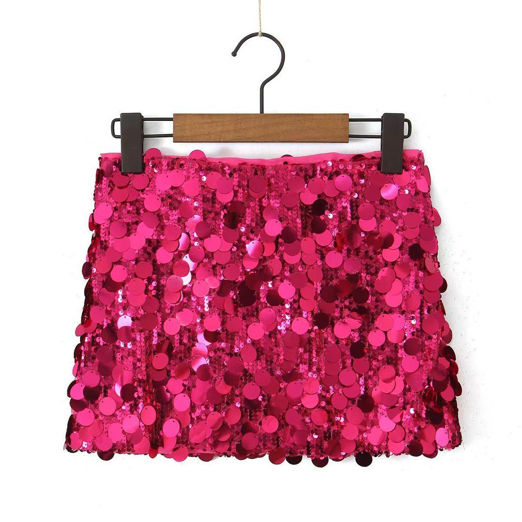 2026 Winter Women's European & American Style Sequin Miniskirt: Sexy Hip-Hugging Short Skirt