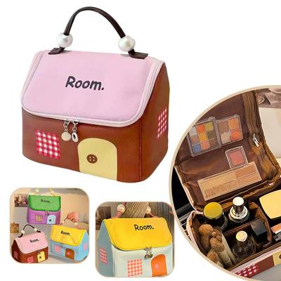Portable House Shaped Cosmetic Storage Bag Women's Toiletry Waterproof 2026 Toiletries Portable Bag Handbag Large-capacity P8R9