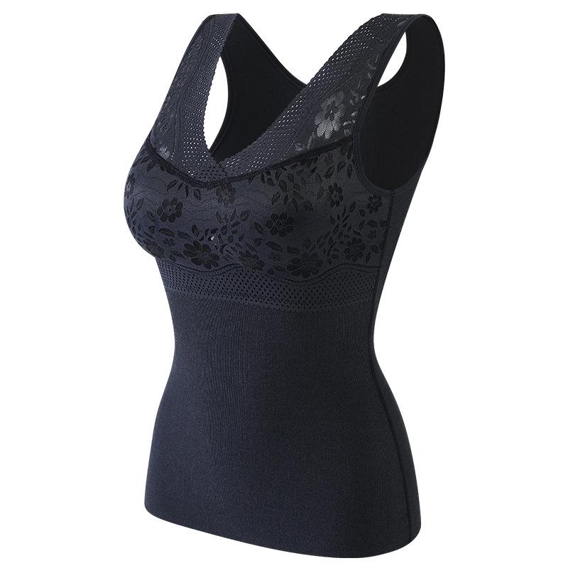 Women Warm Winter Thermal Tank Tops With Bra Padded Soft Thick Fleece Undershirt Stretch Velvet Thermal Vest Singlet Underwear