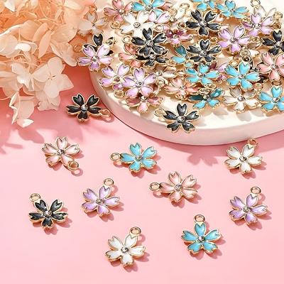 10/20/30 Pieces of Alloy Cherry Blossom Pendant, Cute Small Flower Jewelry Making Kit, Bracelet Necklace, Earring, Keychain, DIY Handicraft Making