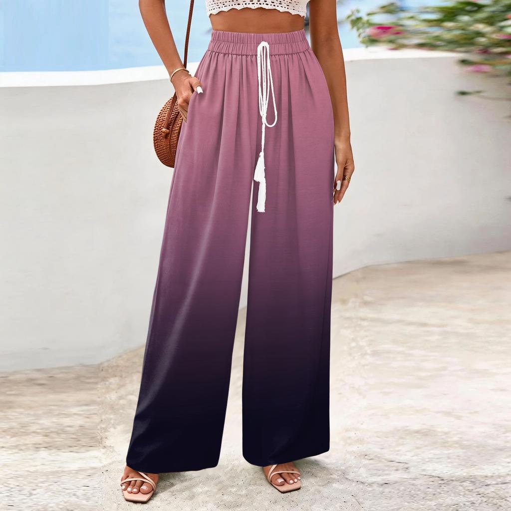 Women's Wide-Leg Casual Flowy Floral Print Pants
