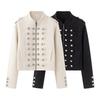 Europäischer und amerikanischer Stil neues französisches Retro-Design zweireihige Stehkragenjacke