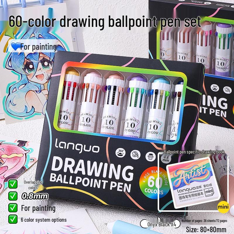10-Color Stackable Ballpoint Pen Set – Press-Type, Multi-Functional Pens for Drawing & Journaling for Elementary Students