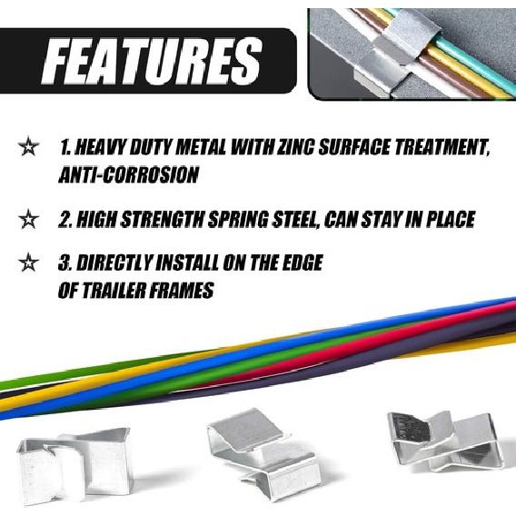 50PCS Trailer Frame Wire Clips - Frame Mount Light Wiring Clips for Boat Trai