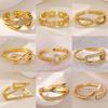 Zircon Chain Cross Rings For Women Vintage Gold Color Stainless Steel Geometric Open Ring Fashion Wedding Aesthetic Jewelry Gift