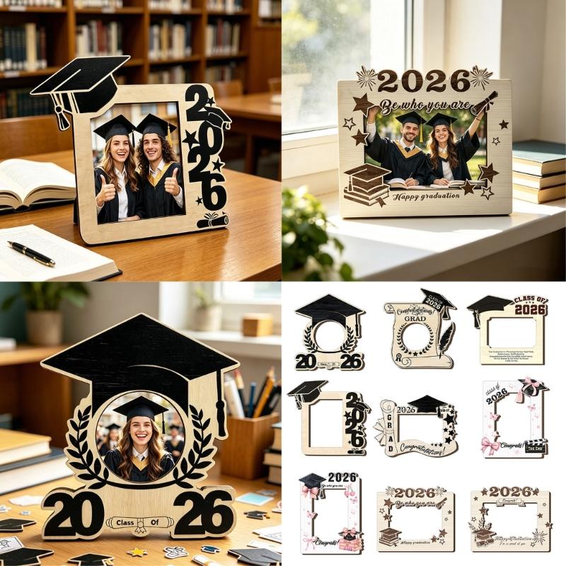 Elegant Wooden Picture Frame Solid Wood Photo Frame Specially Designs for 2026 Graduate to Display Treasure Moment