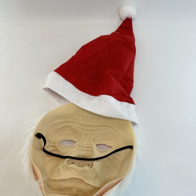 Santa Mask Costume Christmas Santa Costume Accessories for Christmas Party, Santa Mask Costume with Santa Hat and Beard