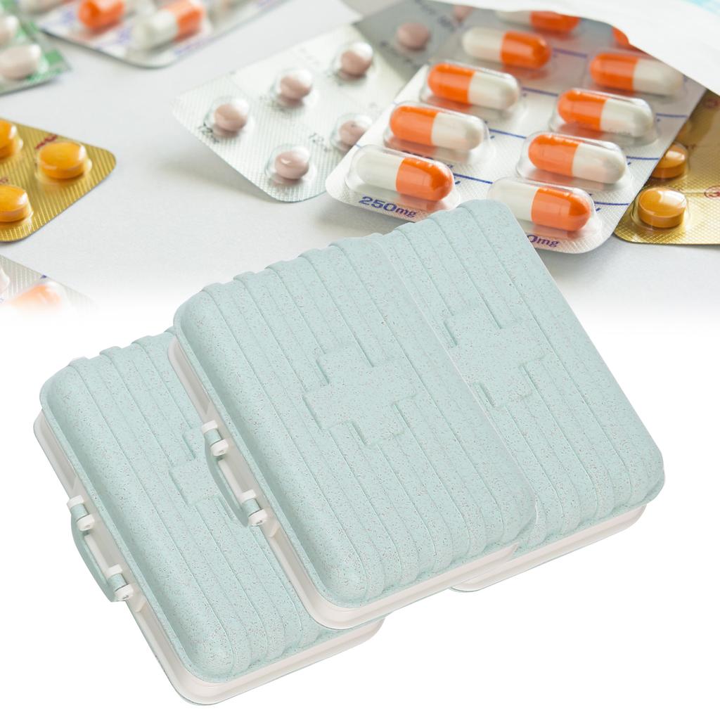 3pcs 6‑Grid Pills Organizer Portable Suitcase Shape Medicine Case Travel Medicine Storage HolderLight Blue