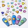 3D Graffiti Heart Star Design Nail Art Stickers, Self Adhesive Cartoon Star Heart Design Nail Art Decals For Nail Art Decoration