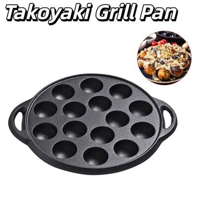 15 Holes Cast Iron Takoyaki Pan Nonstick Cast Iron Takoyaki Grill Pan Durable Household Octopus Balls Grill Plate