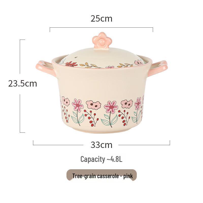 ZMR Hand-Painted Tree Pattern Clay Casserole