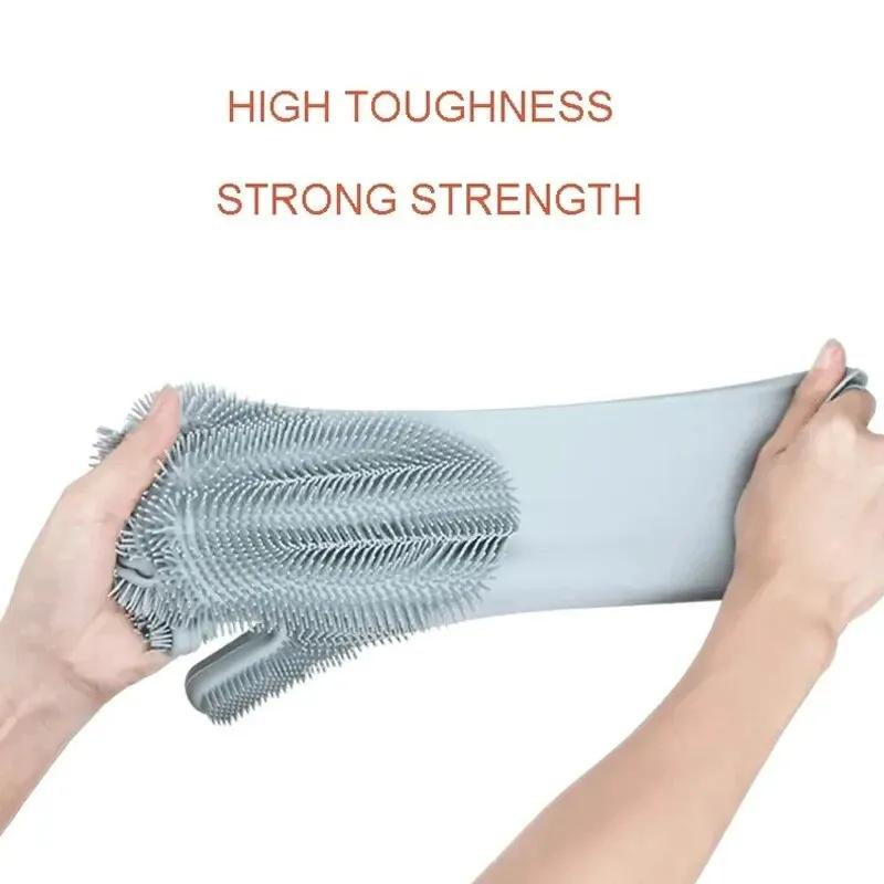 Kitchen Cleaning Tools Dishwashing Cleaning Gloves Magic Silicone Rubber Dish Washing Gloves for Household Sponge Scrubber