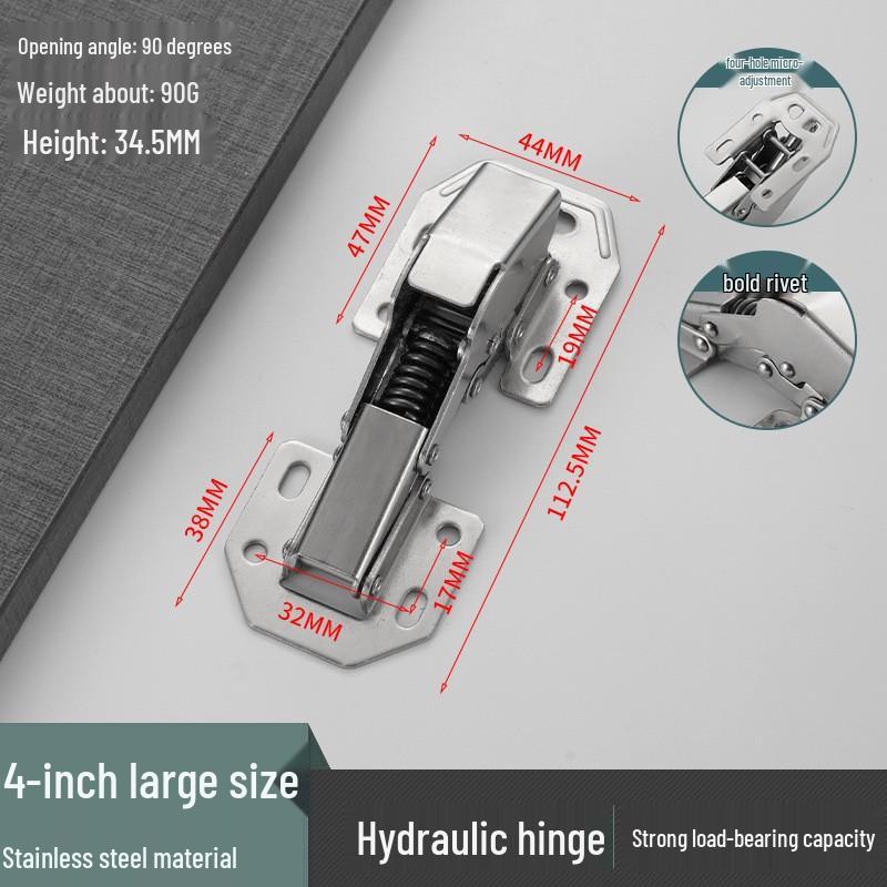 Stainless Steel Soft Close Frog Hinge, 3-4 Inch Thickened Bridge Type, No Slotting, for Cabinet Doors and Mahjong Tables