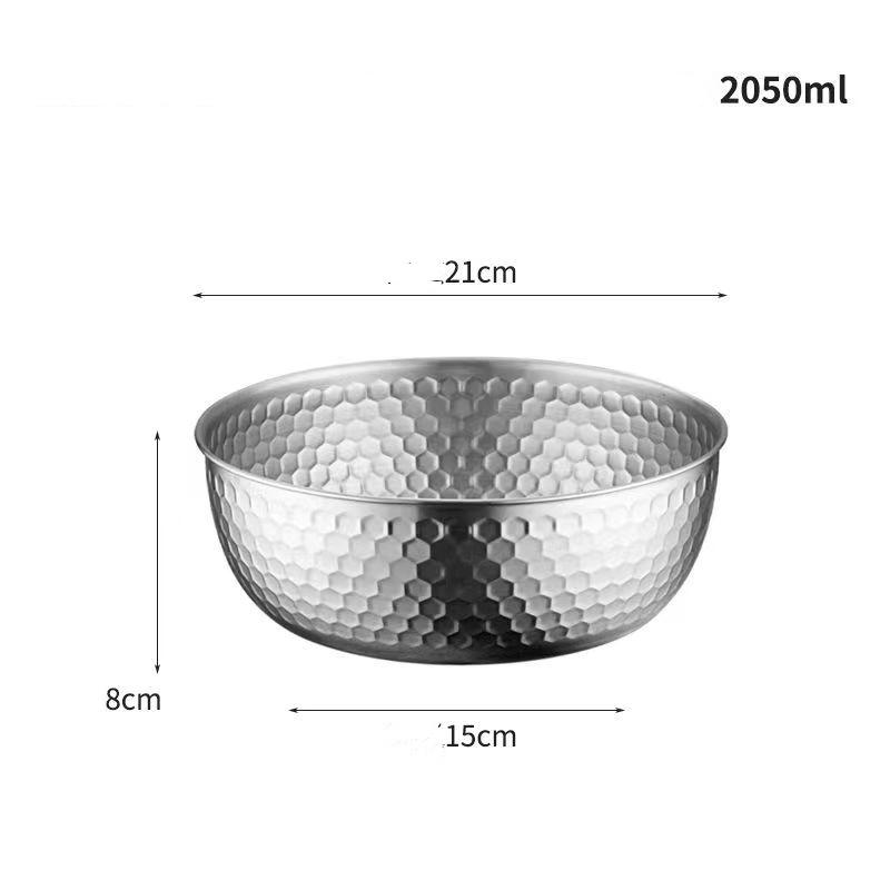 Stainless Steel Salad round Bowl Hammered Texture Gold Japanese BIG Large Capacity Fruit Mixing Plate Decorative Dinnerware Set
