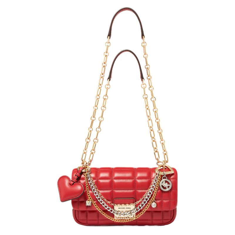 

Michael Kors MK Tribeca Gold Chain Lambskin Crossbody Shoulder Bag Small Women bags Deep-Red 30F5T2RL5I-602 Basic Set (Bag+Dust Bag)