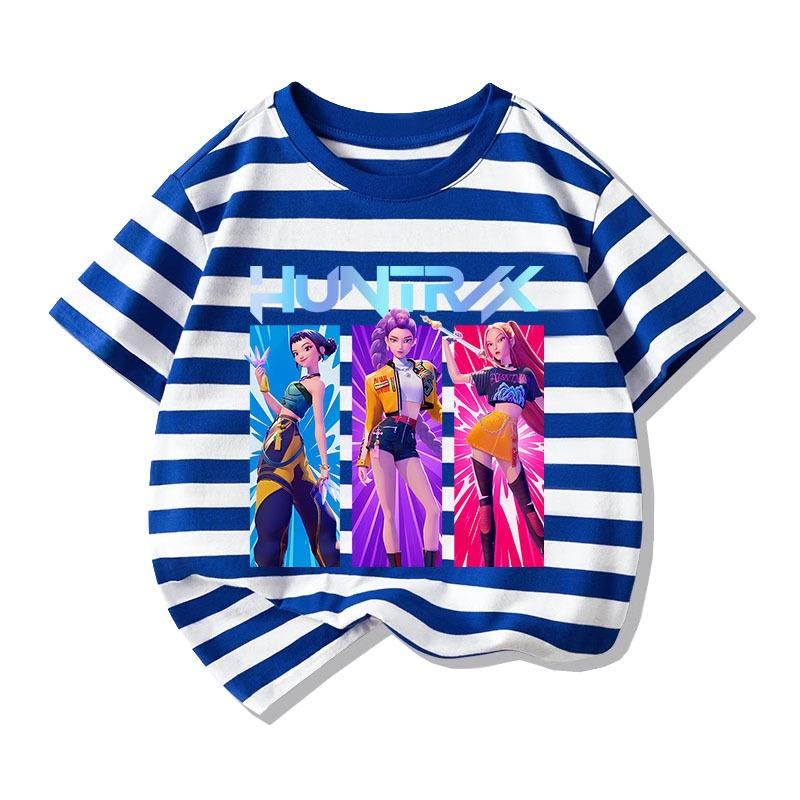 Cool Kpop Hunter Girl Group Pattern Print T Shirt Casual Sports Short-Sleeve T-Shirt Leisure and Versatile