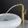 Creative Brushed Gold Bathroom Basin Faucet Brass Deck Mounted Single Hole Hot Cold Mixer Sink Tap Washbasin Crane Faucet
