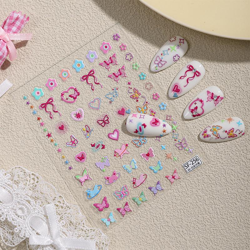 Sky 5D Embossed Butterfly & Rose Nail Art Stickers