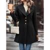 YYFS Women's Fashion Casual Solid Color Print Autumn Winter Long Sleeve POLO Neck Jackets & Coats