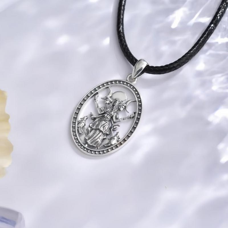 Witchy Necklace Jewelry For Women Girls Triple Moon Goddess Hecate Pendant With Stainless Steel Necklaces Chain Gifts For Her