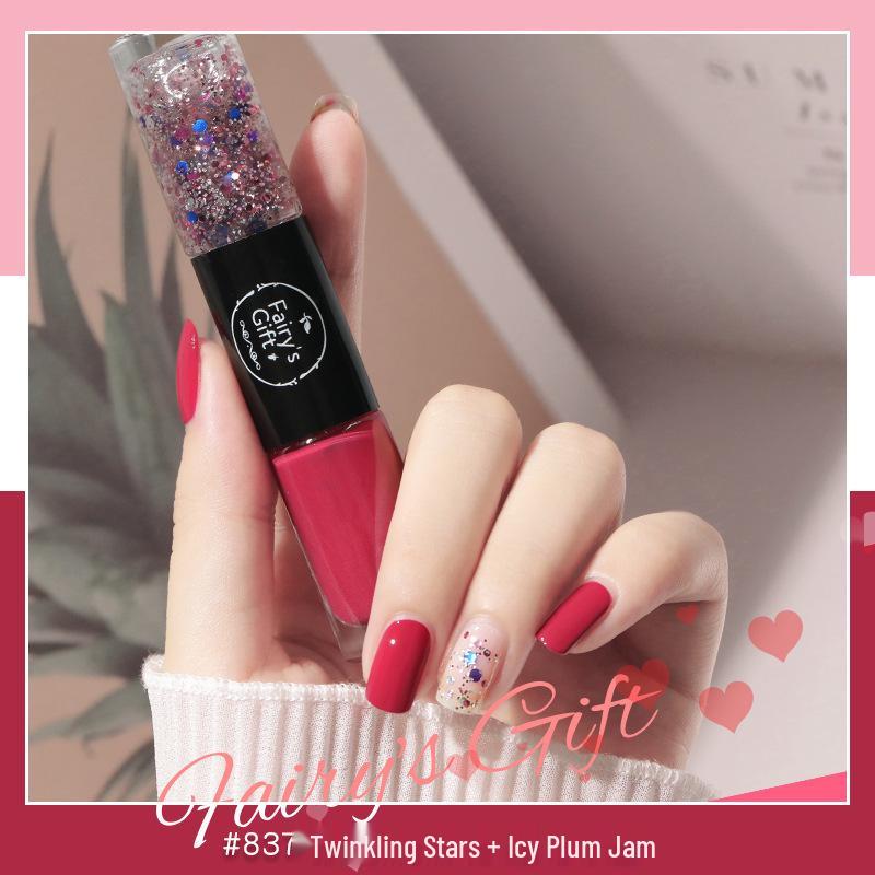 Two-Color Quick-Drying Nail Polish with Large Glitter