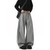 Men Fall Gray Wide Leg Suit Pants Oversized Pleated Casual Trousers