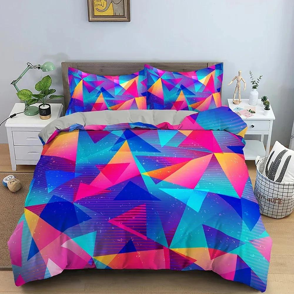 Top Geometry Duvet Cover Colorful Pattern Bedding Set For Bedroom 3D Print Comforter Quilt Covers Useuau Single Double Size